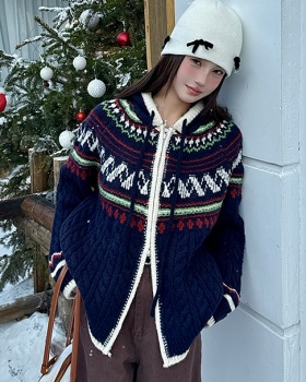 Thick christmas Korean style sweater loose thermal coat