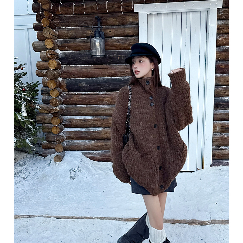 Loose wool Korean style coat thick knitted sweater