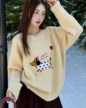 Puppy lazy sweater autumn and winter knitted tops