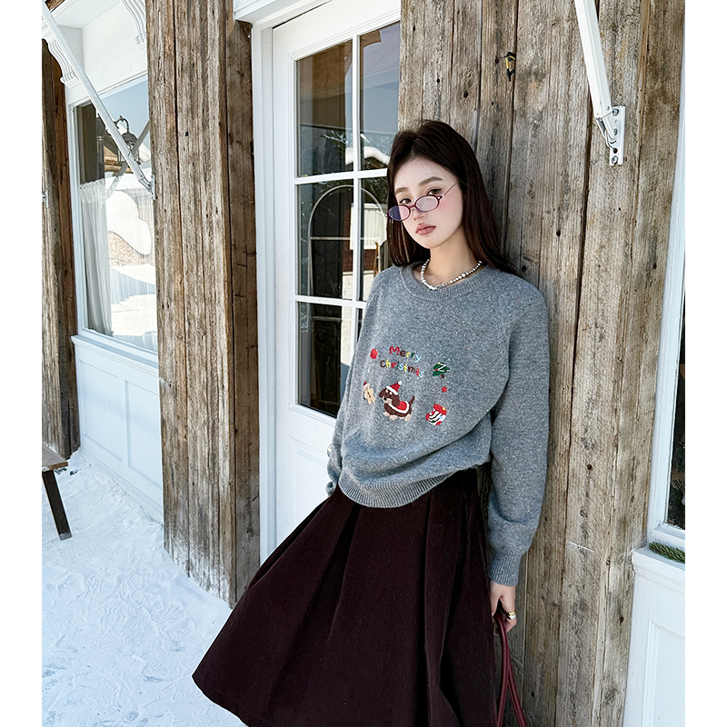 Christmas color point sweater mixed colors tops