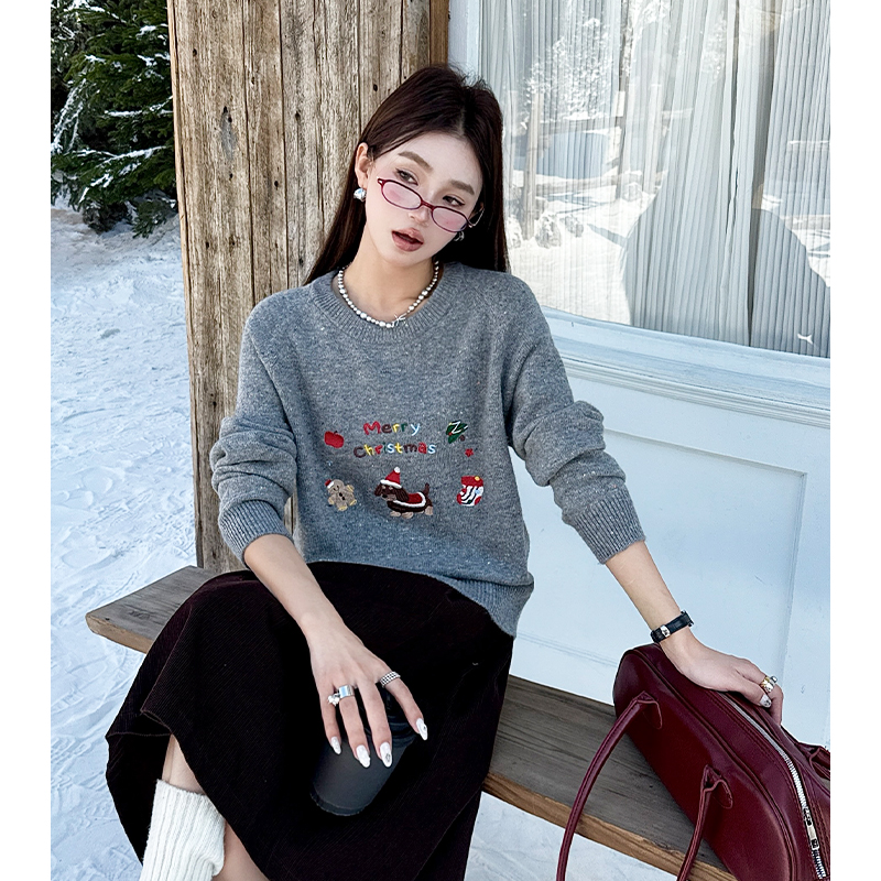 Christmas color point sweater mixed colors tops