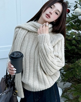 Slim all-match wool tops autumn and winter Casual scarf sweater