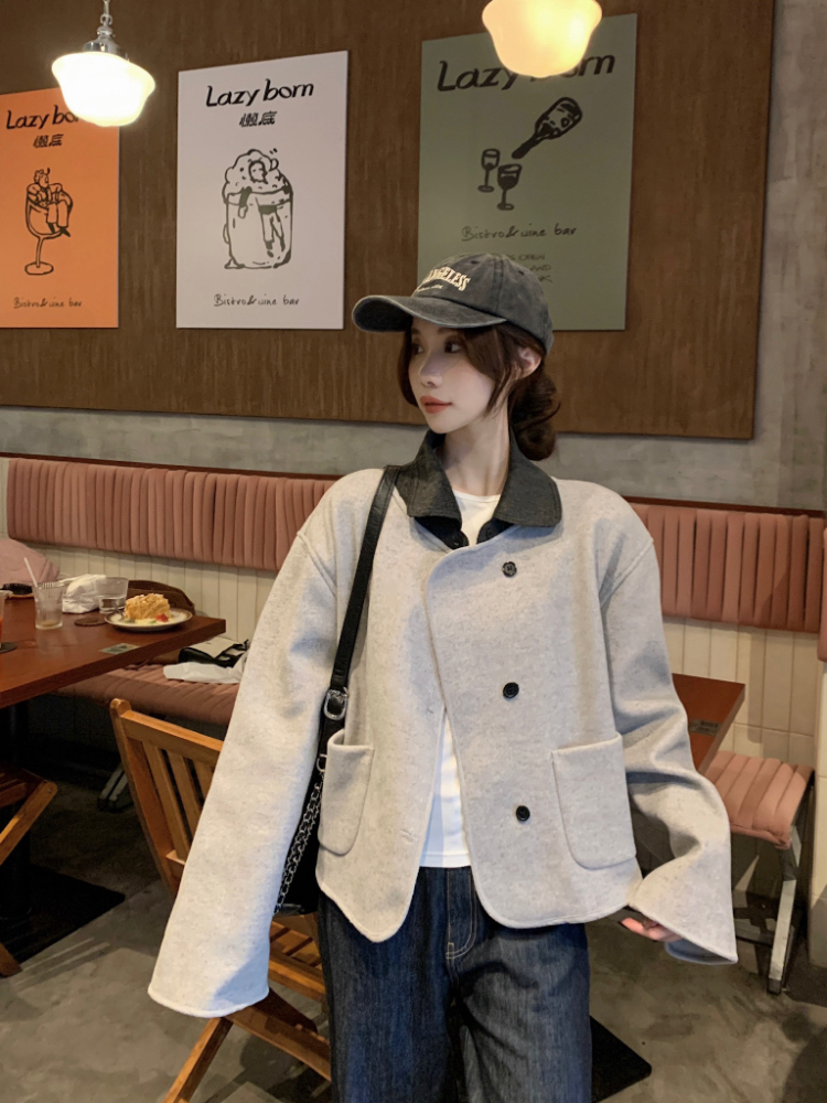 Two-sided woolen overcoat woolen coat for women