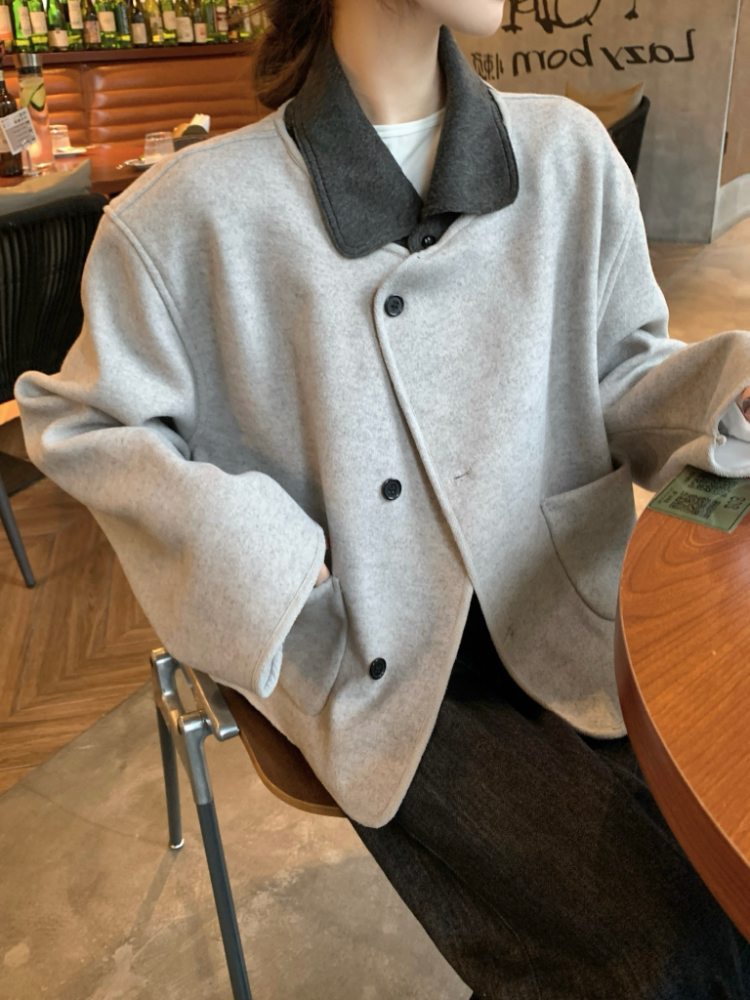 Two-sided woolen overcoat woolen coat for women