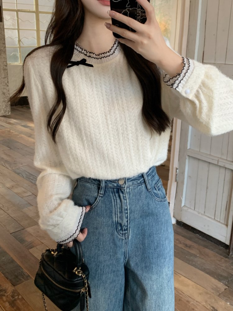 Korean style shirt round neck tops for women