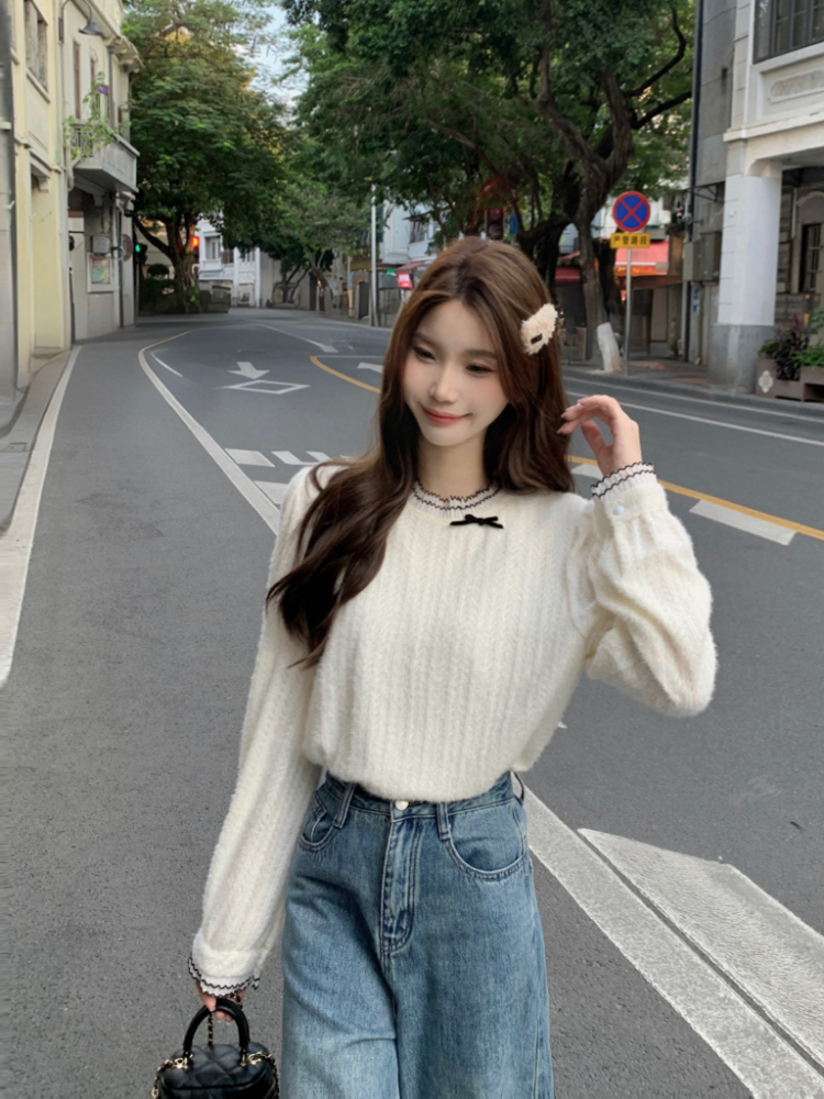 Korean style shirt round neck tops for women