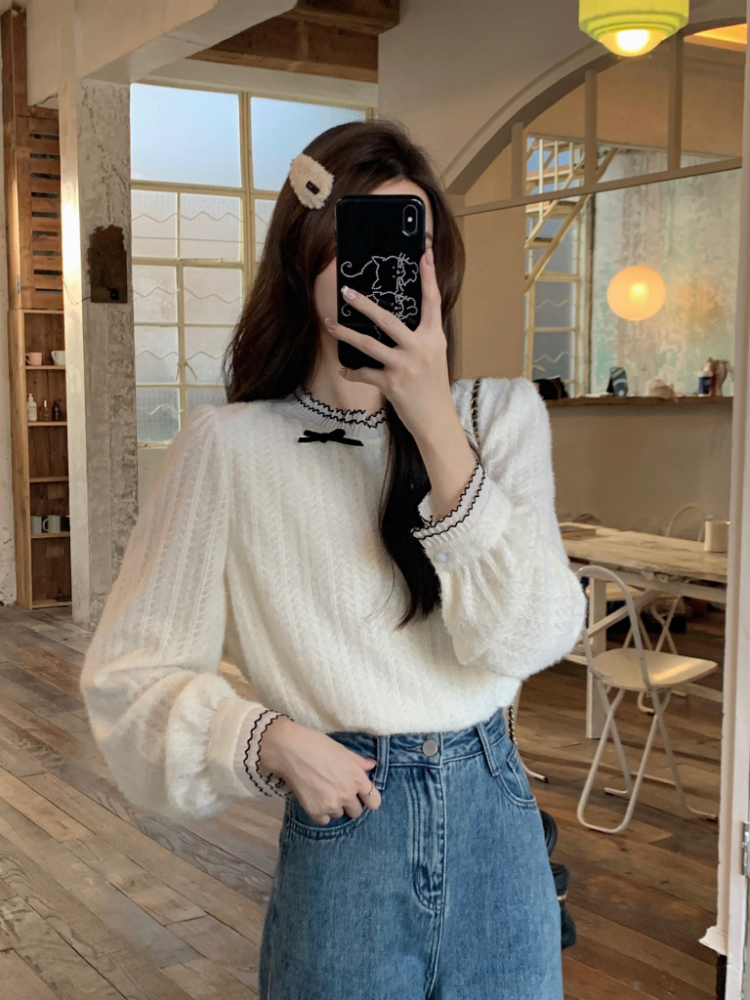 Korean style shirt round neck tops for women