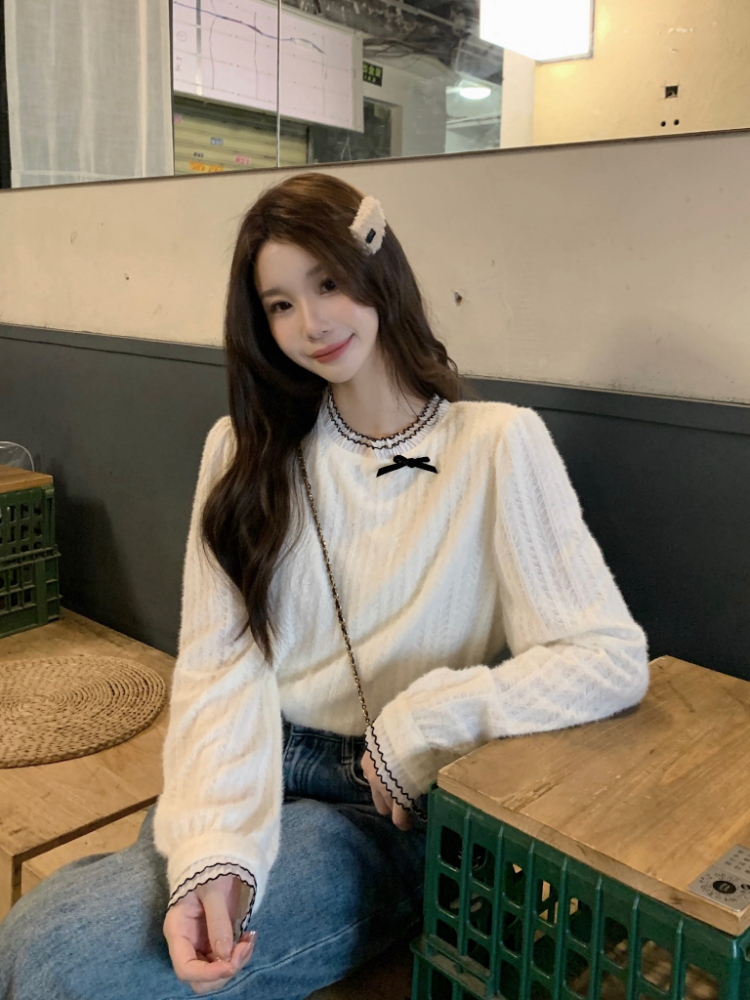 Korean style shirt round neck tops for women