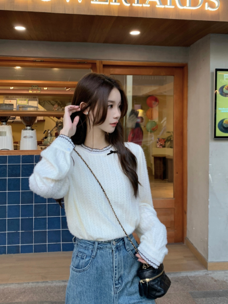 Korean style shirt round neck tops for women