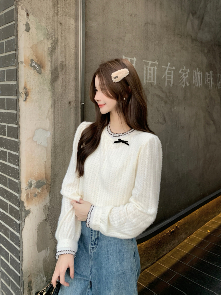 Korean style shirt round neck tops for women