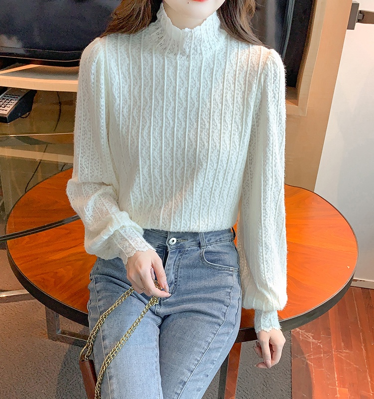 Half high collar shirts long sleeve bottoming shirt for women