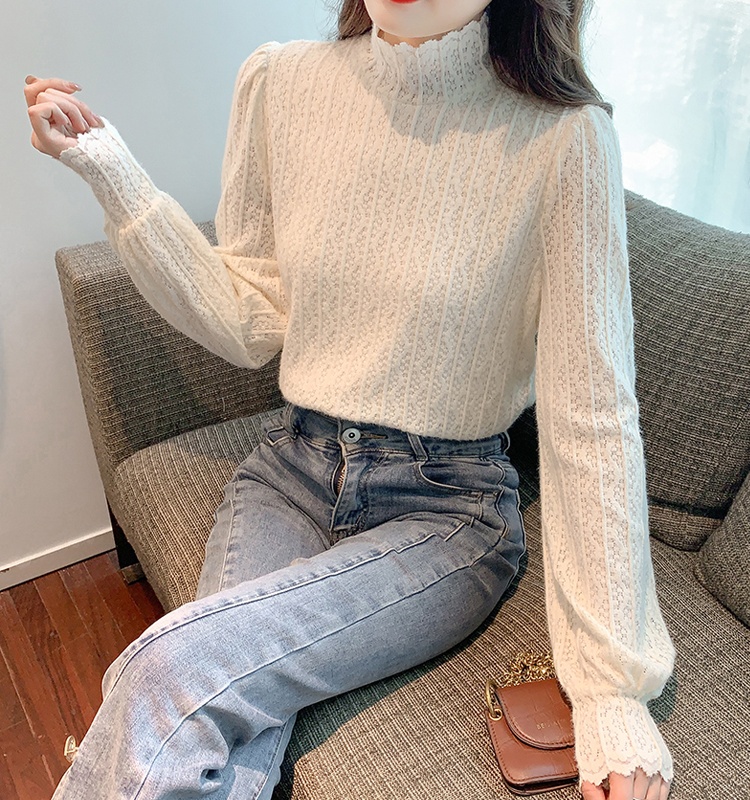 Half high collar shirts long sleeve bottoming shirt for women