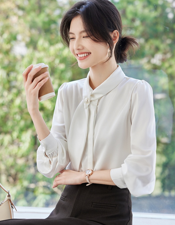 Spring Korean style bow tops all-match long sleeve shirt