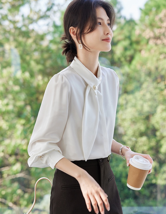 Spring Korean style bow tops all-match long sleeve shirt