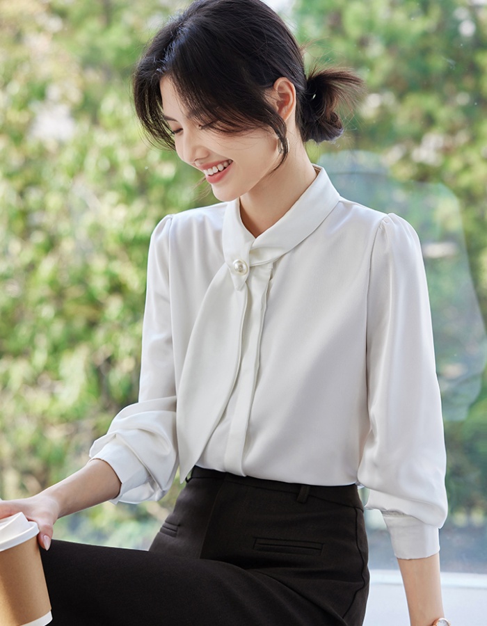 Spring Korean style bow tops all-match long sleeve shirt