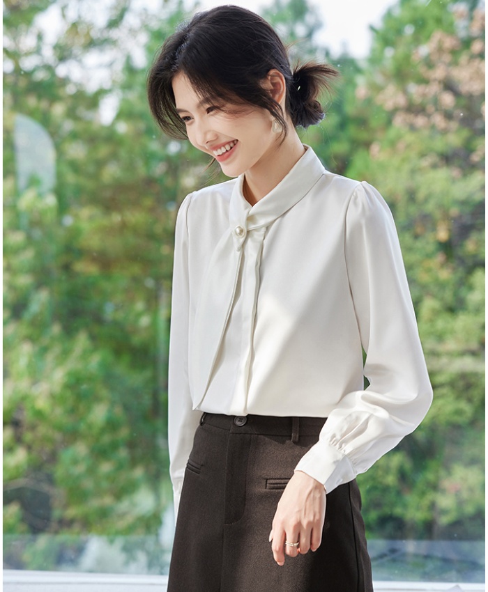 Spring Korean style bow tops all-match long sleeve shirt