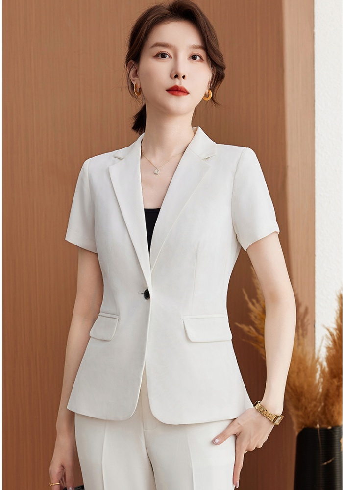 Short sleeve business suit overalls coat a set for women