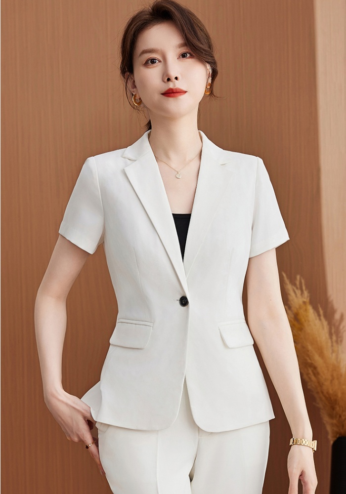 Short sleeve business suit overalls coat a set for women