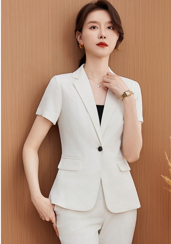 Short sleeve business suit overalls coat a set for women