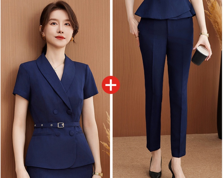 Short sleeve profession coat overalls belt 2pcs set