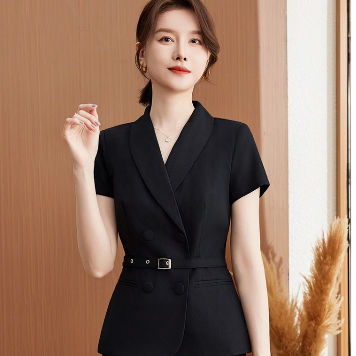 Short sleeve profession coat overalls belt 2pcs set