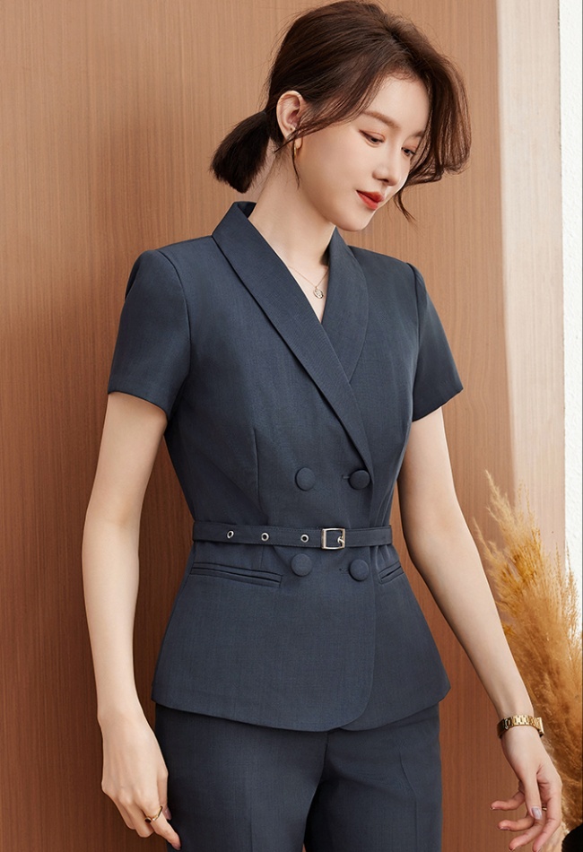 Short sleeve profession coat overalls belt 2pcs set