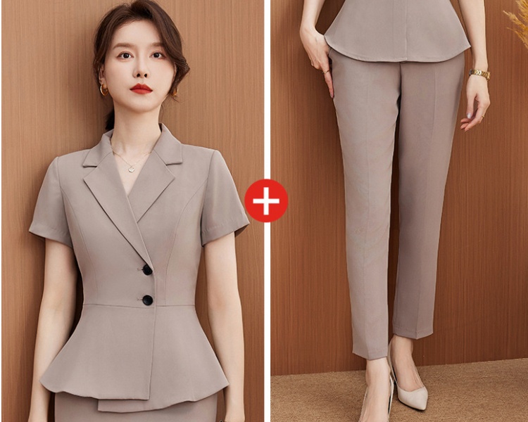 Short sleeve coat business suit 2pcs set for women