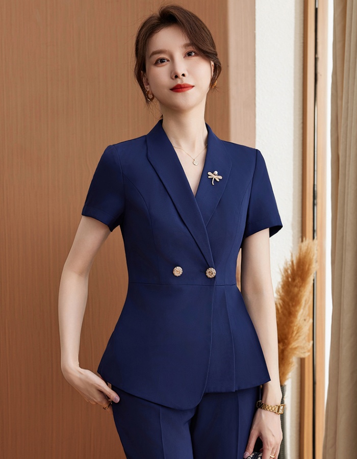 Profession coat short sleeve suit pants a set for women