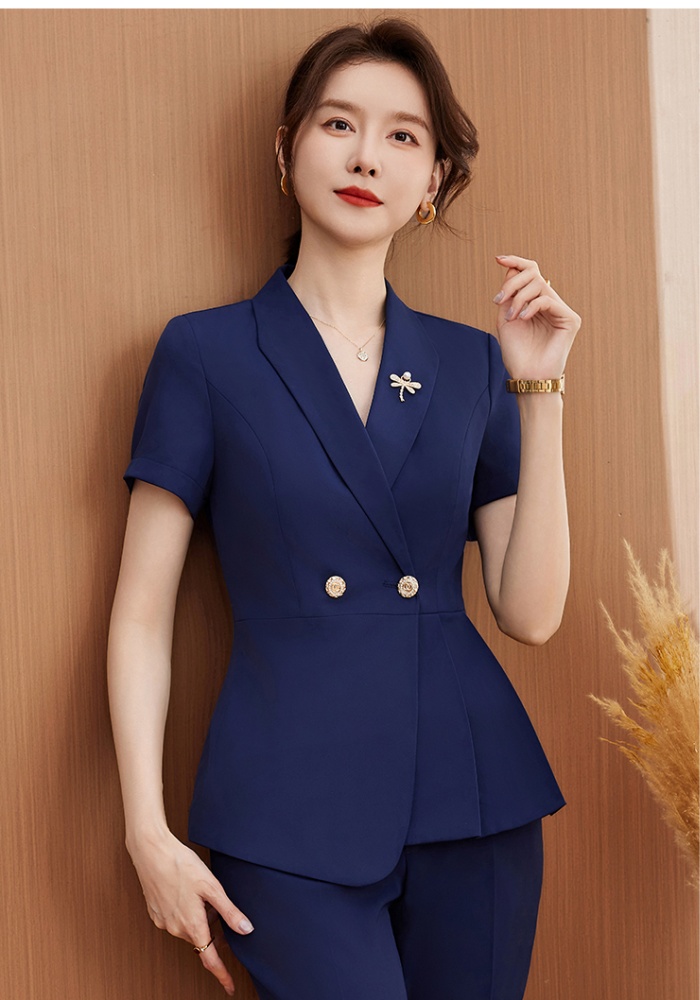 Profession coat short sleeve suit pants a set for women