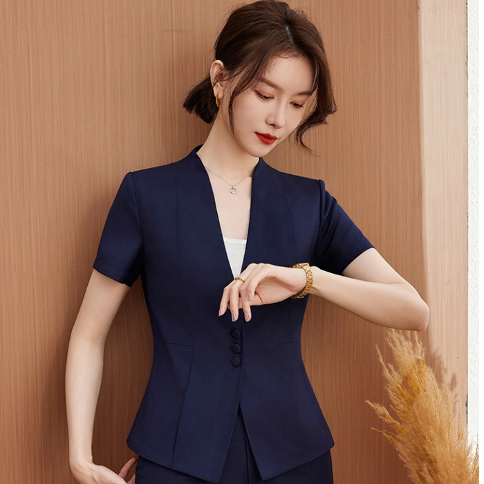 Short sleeve profession skirt overalls coat a set