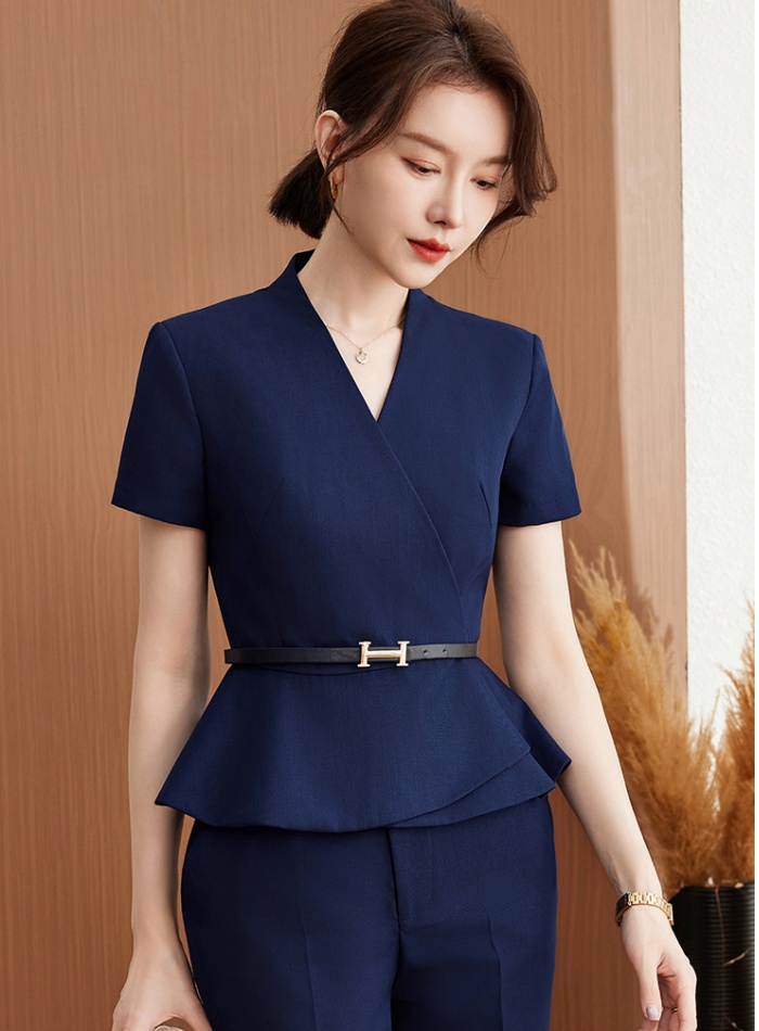 Overalls suit pants short sleeve coat 2pcs set for women