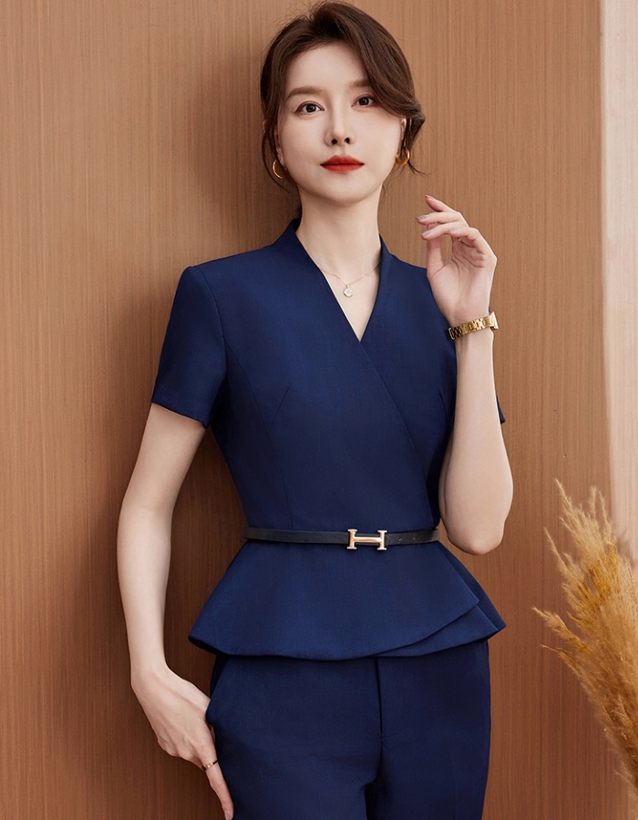 Overalls suit pants short sleeve coat 2pcs set for women