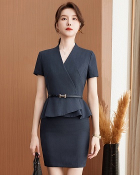 Overalls business suit short sleeve coat a set for women