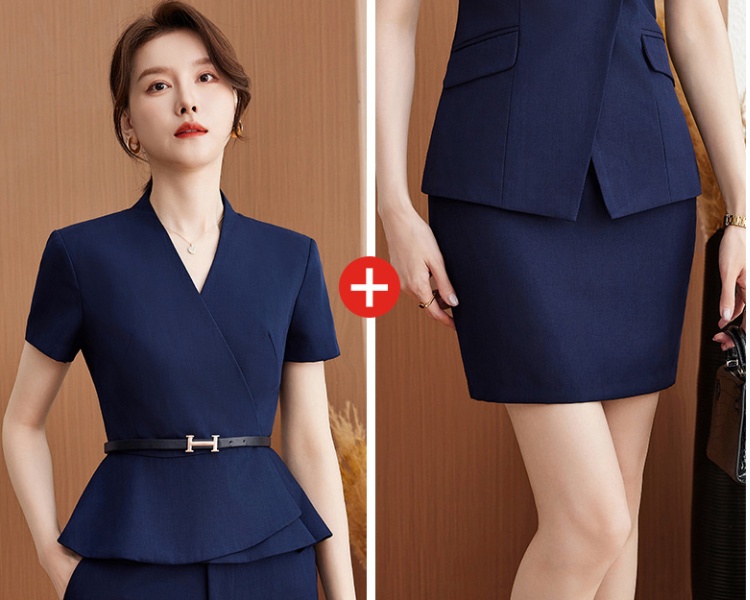 Overalls business suit short sleeve coat a set for women