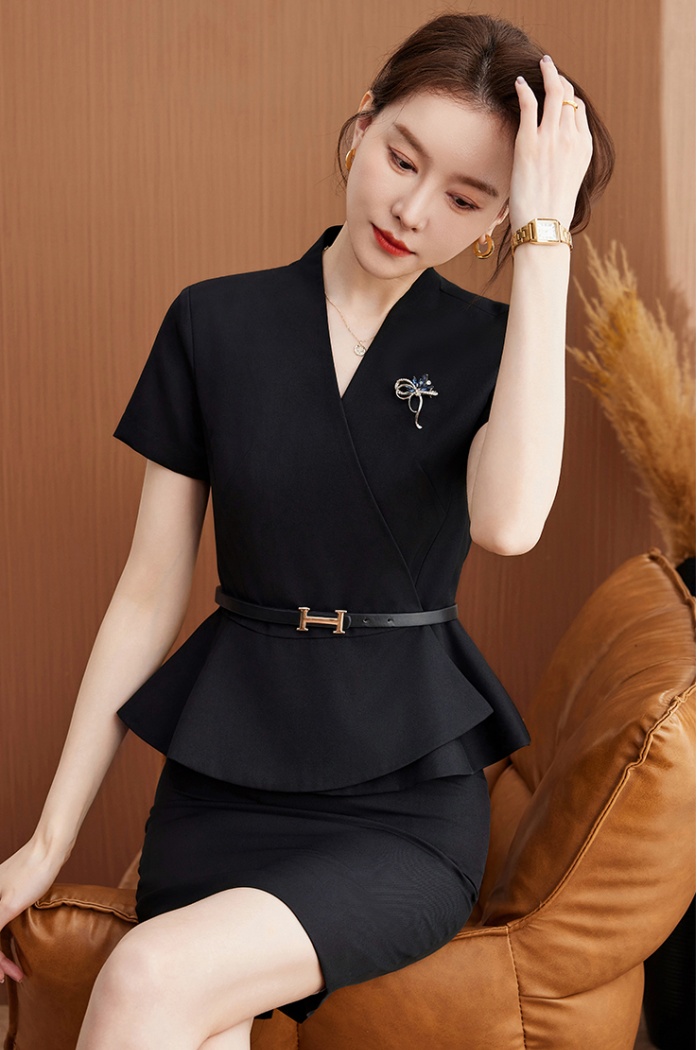 Overalls business suit short sleeve coat a set for women