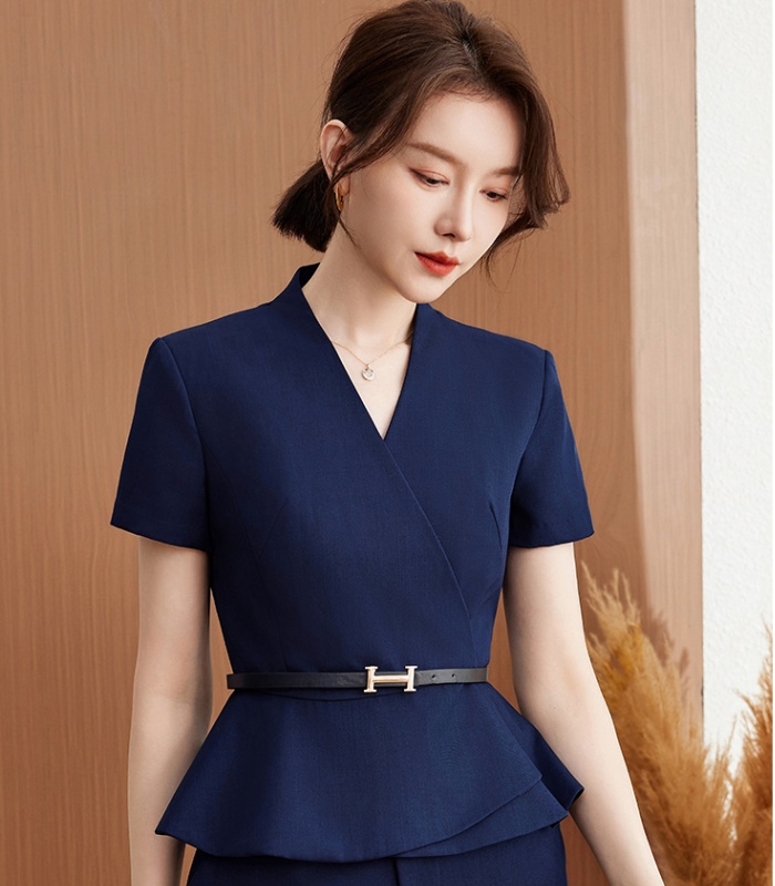 Overalls business suit short sleeve coat a set for women