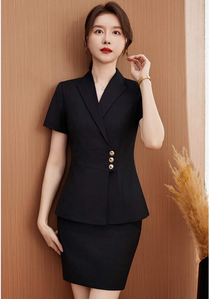 Short sleeve business suit profession skirt a set for women