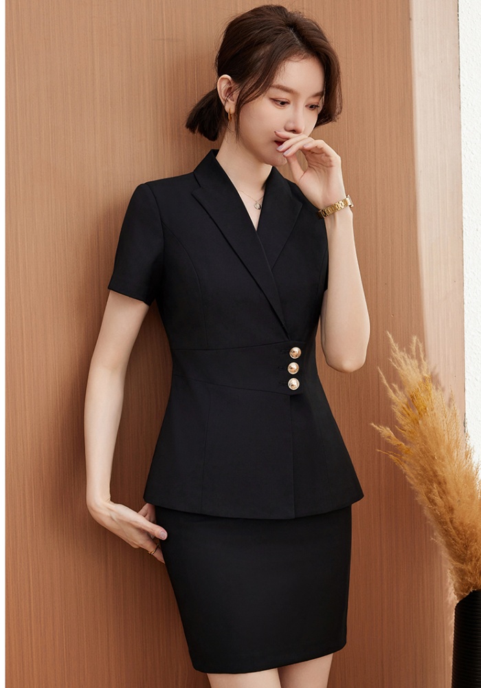 Short sleeve business suit profession skirt a set for women