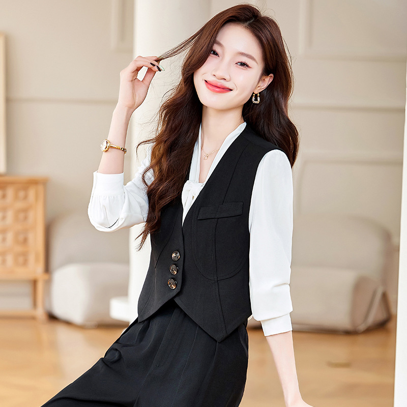 Korean style business suit waistcoat 2pcs set