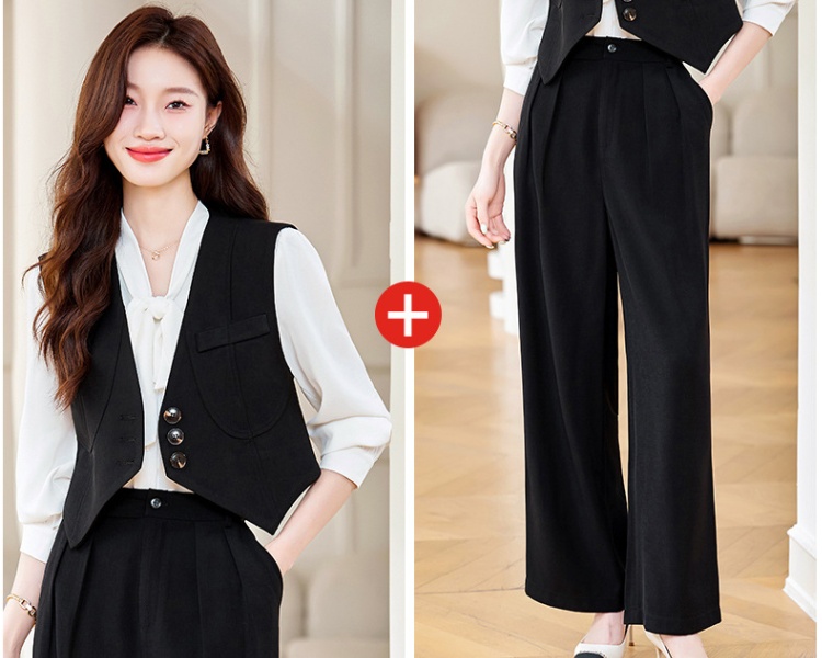 Korean style business suit waistcoat 2pcs set