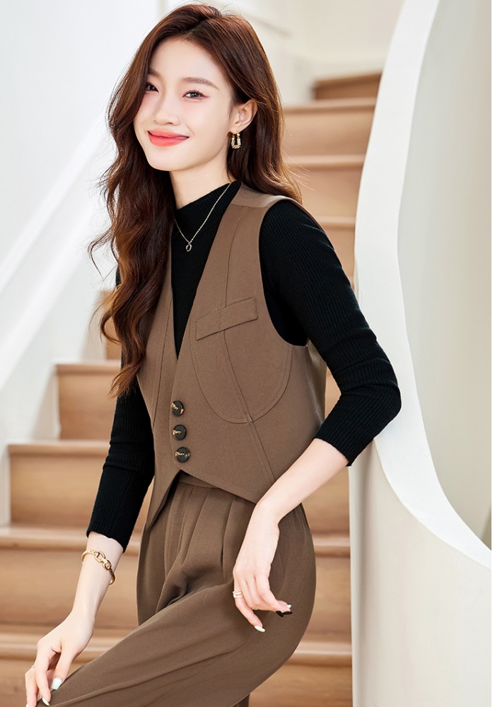 Korean style business suit waistcoat 2pcs set