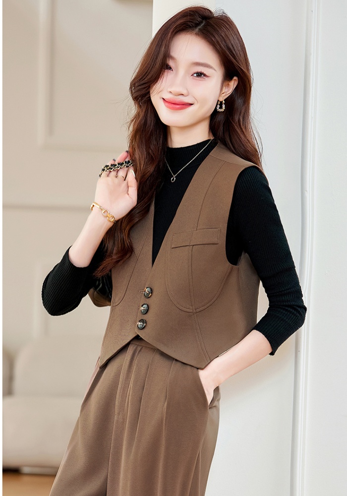 Korean style business suit waistcoat 2pcs set