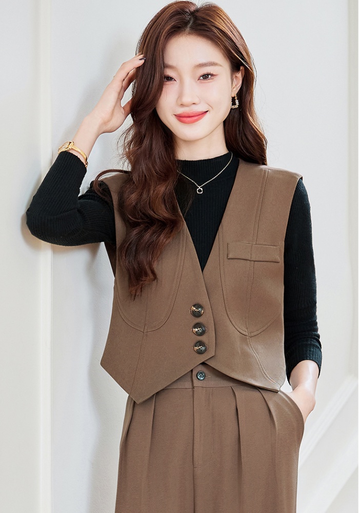 Korean style business suit waistcoat 2pcs set