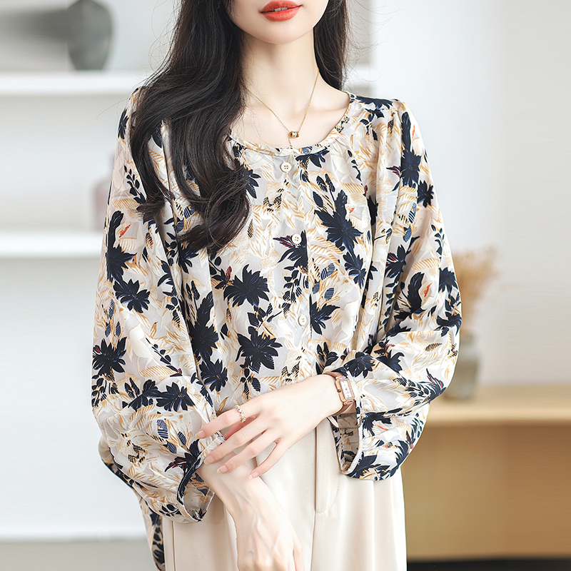 Chiffon retro shirt France style slim tops for women