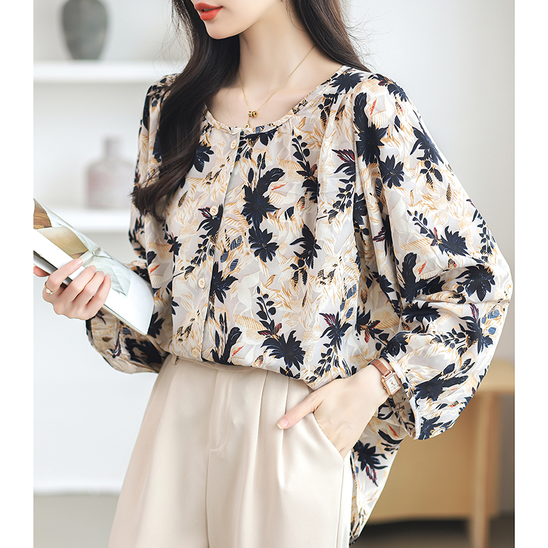 Chiffon retro shirt France style slim tops for women