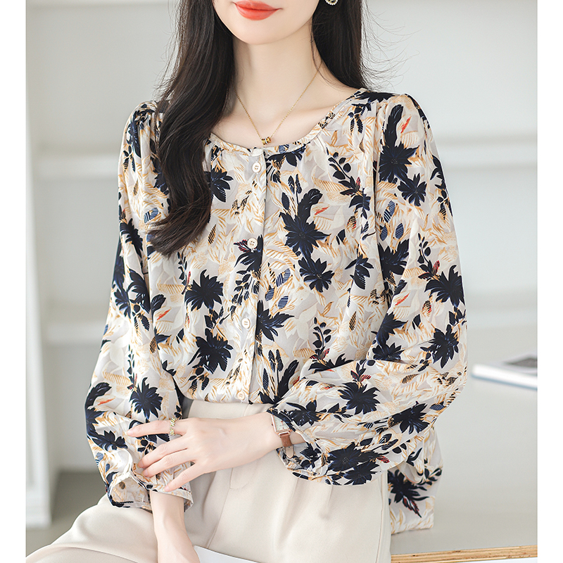 Chiffon retro shirt France style slim tops for women