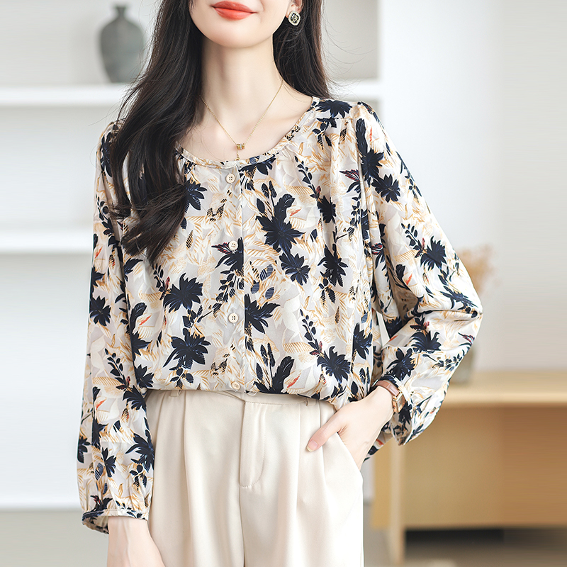 Chiffon retro shirt France style slim tops for women