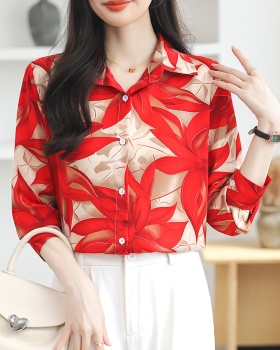 Printing loose red shirt large yard long sleeve tops