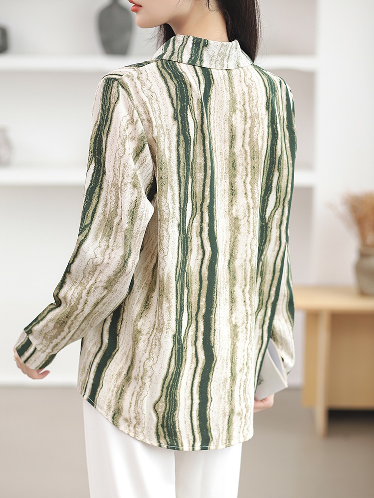 Fashion vertical bars stripe tops printing long sleeve shirt