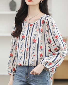 Spring loose tops round neck Western style small shirt